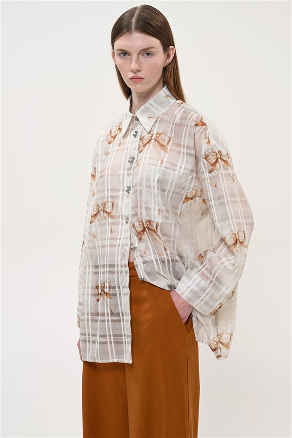 BOOM 033 BOW SHIRT BEIGE